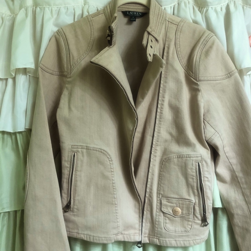 Cute Tan Ralph Lauren Biker Style Denim Jacket